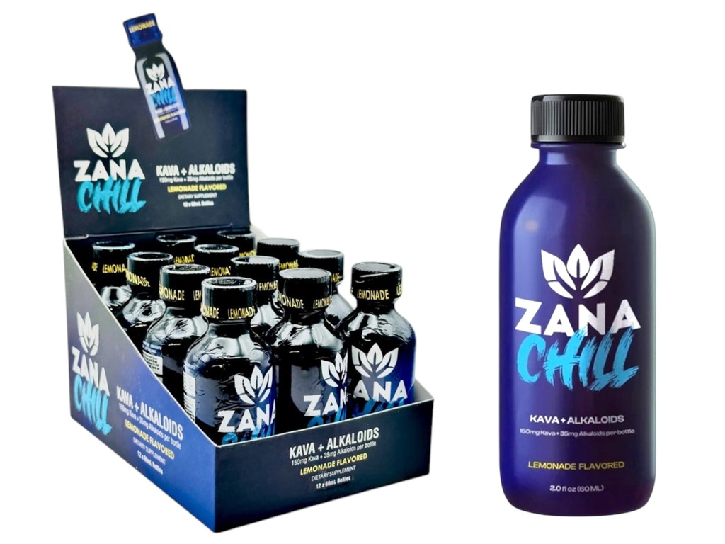 ZANA CHILL 185MG KAVA + ALKALOIDS SHOTS BOX OF 12
