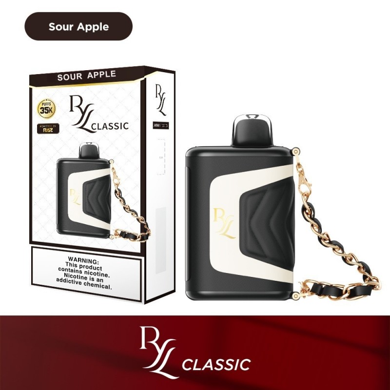 RYL CLASSIC BY RAZ 5% DISPOSABLE 35000 PUFFS BOX OF 5 (SOUR APPLE)