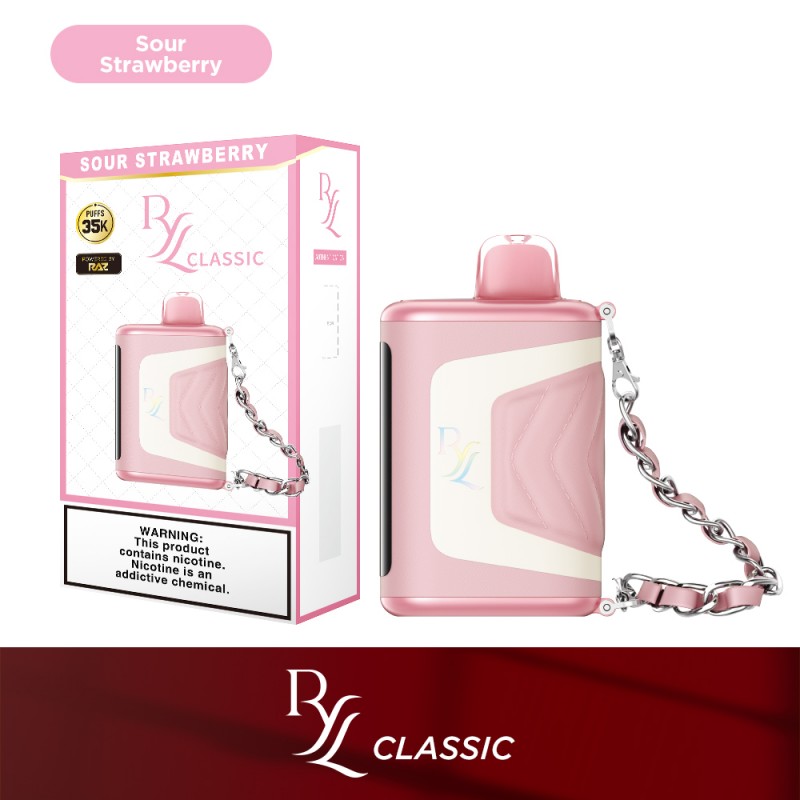RYL CLASSIC BY RAZ 5% DISPOSABLE 35000 PUFFS BOX OF 5 (SOUR STRAWBERRY)