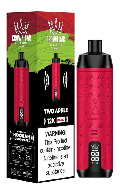 AL FAKHER CROWN BAR SOUND 5% DISPOSABLE 12000 PUFFS BOX OF 10 (TWO APPLE)