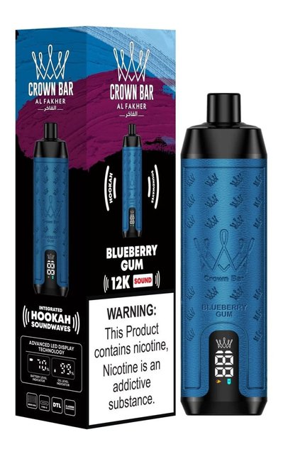 AL FAKHER CROWN BAR SOUND 5% DISPOSABLE 12000 PUFFS BOX OF 10 (BLUEBERRY GUM)