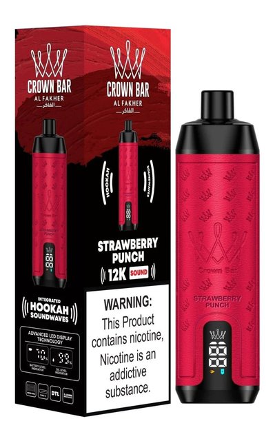 AL FAKHER CROWN BAR SOUND 5% DISPOSABLE 12000 PUFFS BOX OF 10 (STRAWBERRY PUNCH)