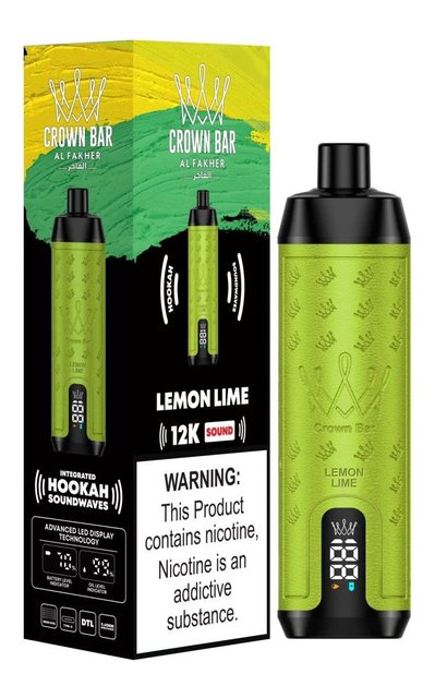 AL FAKHER CROWN BAR SOUND 5% DISPOSABLE 12000 PUFFS BOX OF 10 (LEMON LIME)