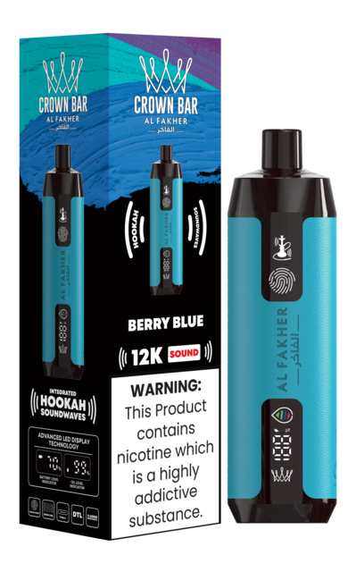 AL FAKHER CROWN BAR SOUND 5% DISPOSABLE 12000 PUFFS BOX OF 10 (BERRY BLUE)