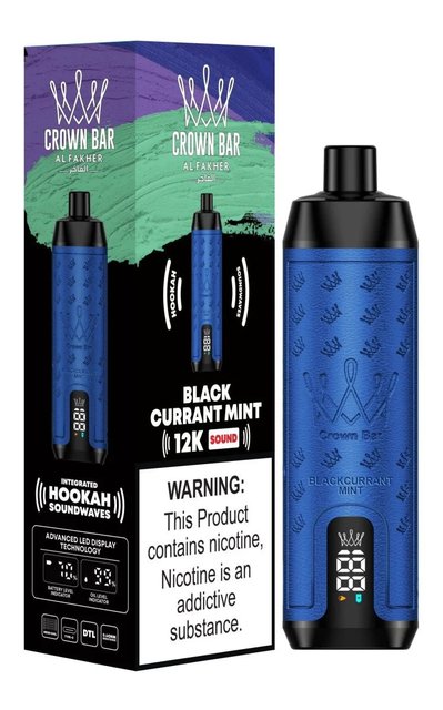 AL FAKHER CROWN BAR SOUND 5% DISPOSABLE 12000 PUFFS BOX OF 10 (BLACK CURRANT MINT)