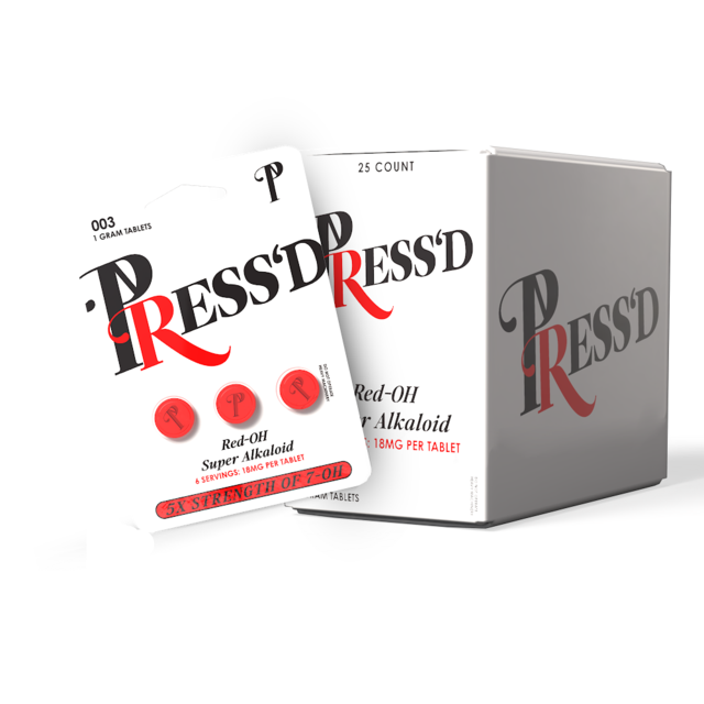 PRESS'D RED 18MG RED-OH SUPER ALKALOID KRATOM BLISTER CAPSULES 3CT