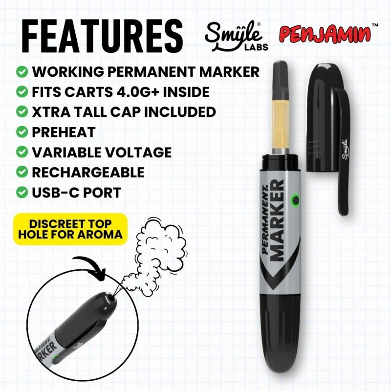 SMYLE LABS PENJAMIN PEMANENT MARKER CARTRIDGE BATTERY