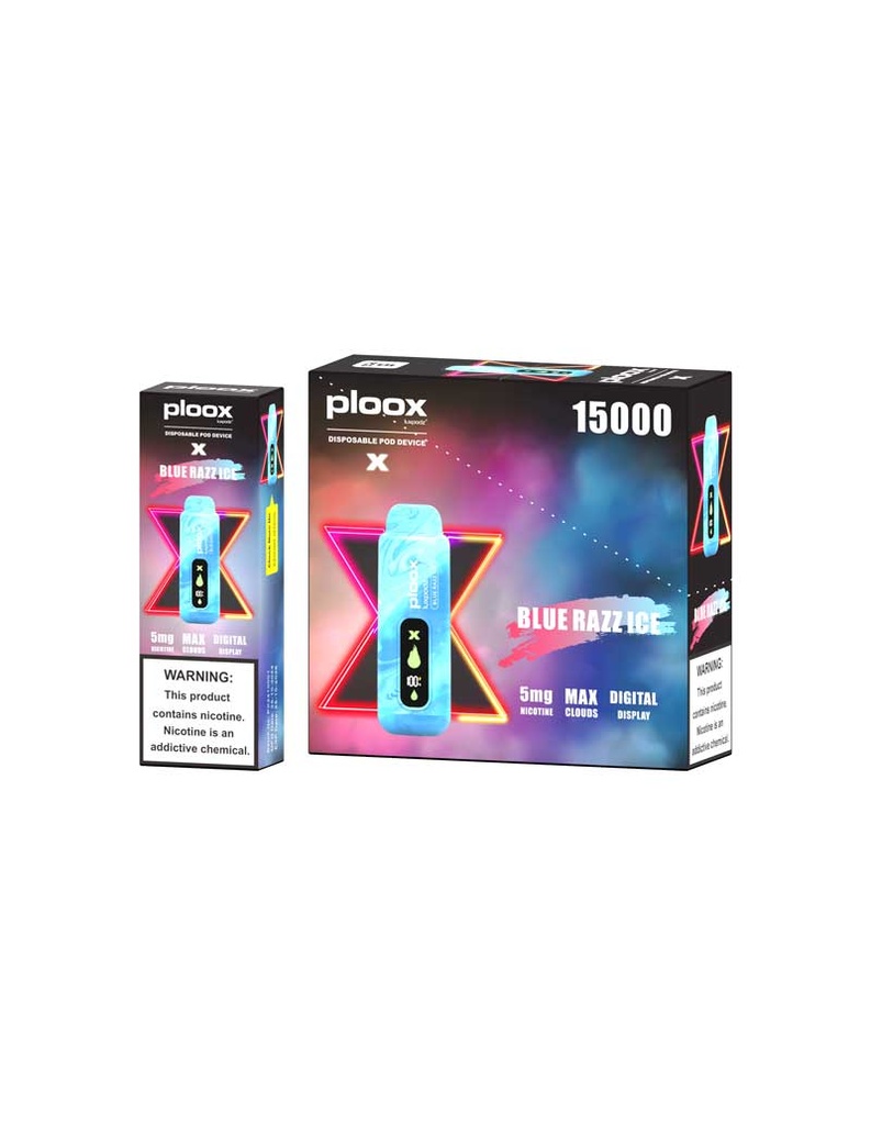 PLOOX X 5MG DIGITAL SCREEN DISPOSABLE 15000 PUFFS BOX OF 5