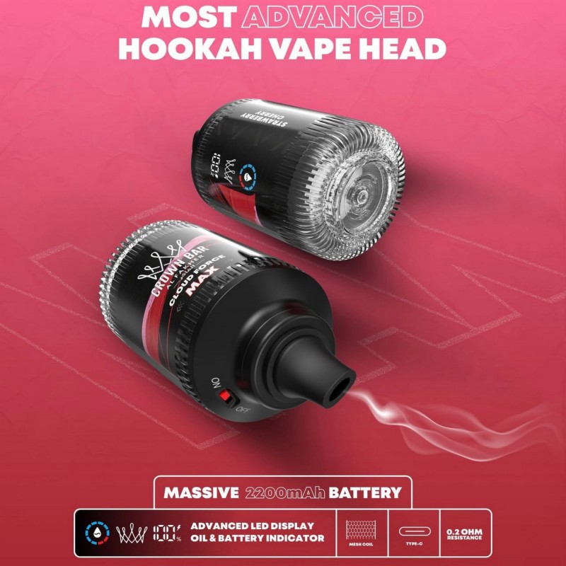 AL FAKHER CROWN BAR CLOUD FORCE MAX 5MG 50000 PUFFS DISPOSABLE E-HOOKAH HEAD