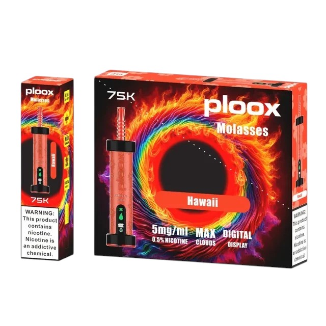PLOOX MOLASSES 5MG DISPOSABLE 75000 PUFFS BOX OF 5