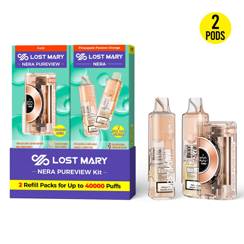 LOST MARY NERA PURVIEW 40K 5% DISPOSABLE KIT (DEVICE + 2CT REFILL PACK BUNDLE)