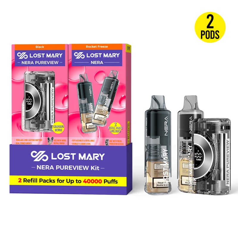 LOST MARY NERA PURVIEW 40K 5% DISPOSABLE KIT (DEVICE + 2CT REFILL PACK BUNDLE)