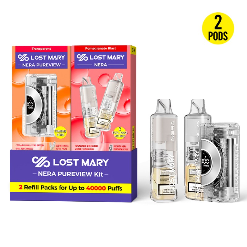 LOST MARY NERA PURVIEW 40K 5% DISPOSABLE KIT (DEVICE + 2CT REFILL PACK BUNDLE)