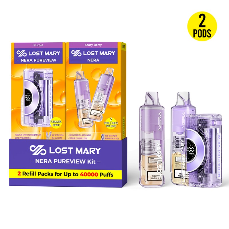 LOST MARY NERA PURVIEW 40K 5% DISPOSABLE KIT (DEVICE + 2CT REFILL PACK BUNDLE)