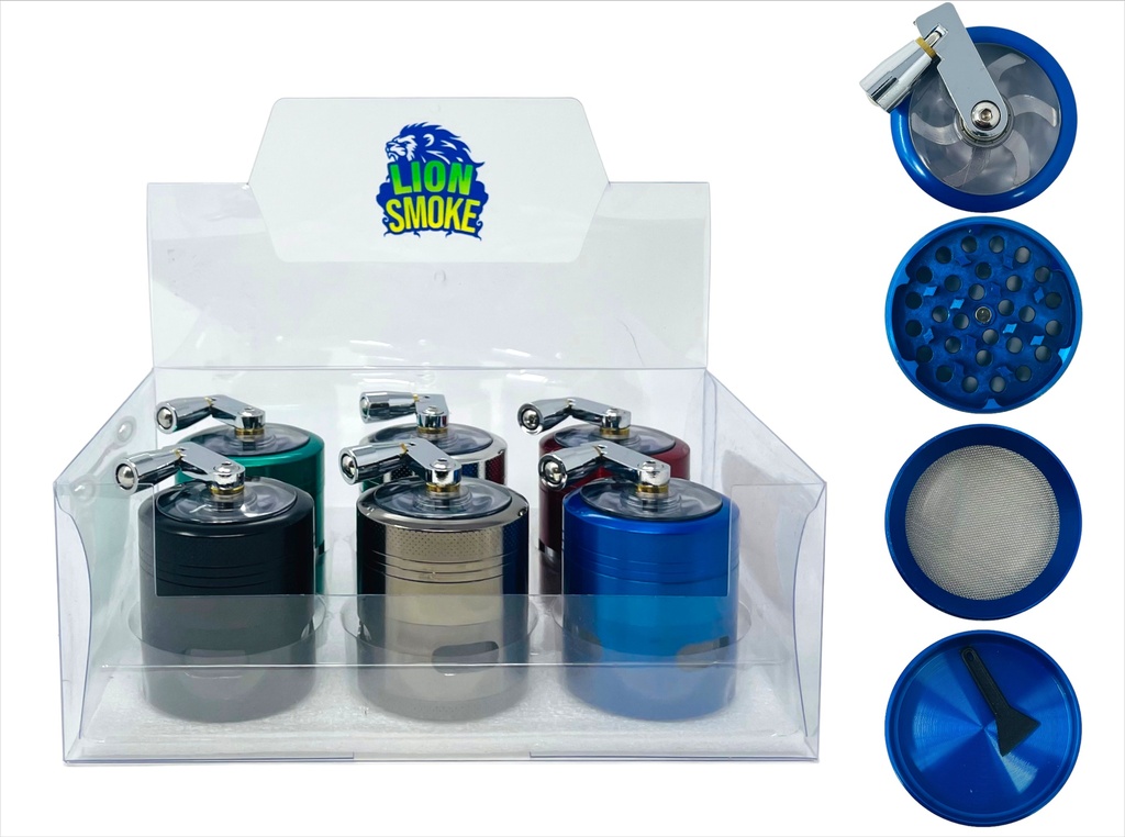 LION SMOKE 4 PARTS TOBACCO GRINDER ZNG156 BOX OF 6