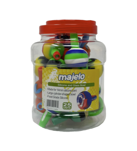 MAJELO SILICONE AND GLASS BOWL 14MM #MJ001464 25CT JAR