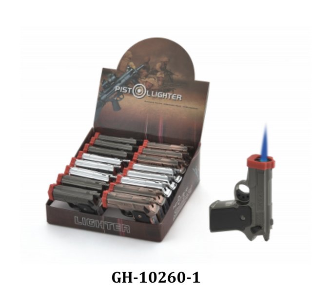 PISTOL SINGLE TORCH LIGHTER GH-10260-1 BOX OF 16