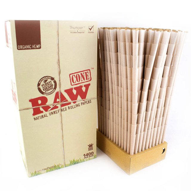 RAW ORGANIC KINGSIZE CONE 1400 PER BOX