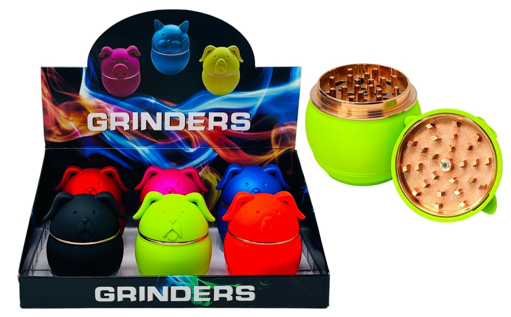 TOBACCO GRINDER DOG DESIGN 4 PARTS #YJ-63001-3 BOX OF 6