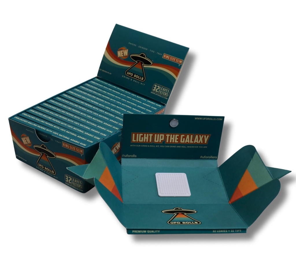 UFO ROLLS KING SIZE SLIM GRIND & ROLL KIT 32CT BOX OF 15