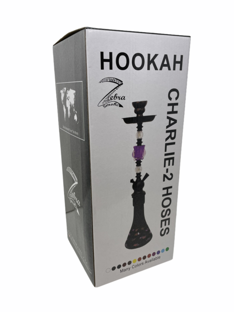 ZEBRA CHARLIE 28" 2 HOSE HOOKAH ASSORTED COLORS