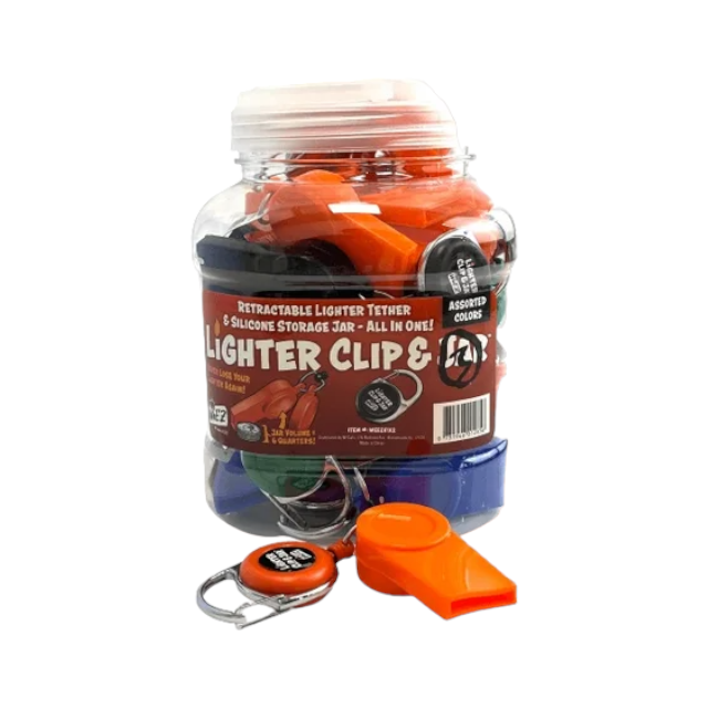 WEEZ LIGHTER CLIP & JAR LIGHTER TETHER & SILICONE STORAGE 24CT JAR