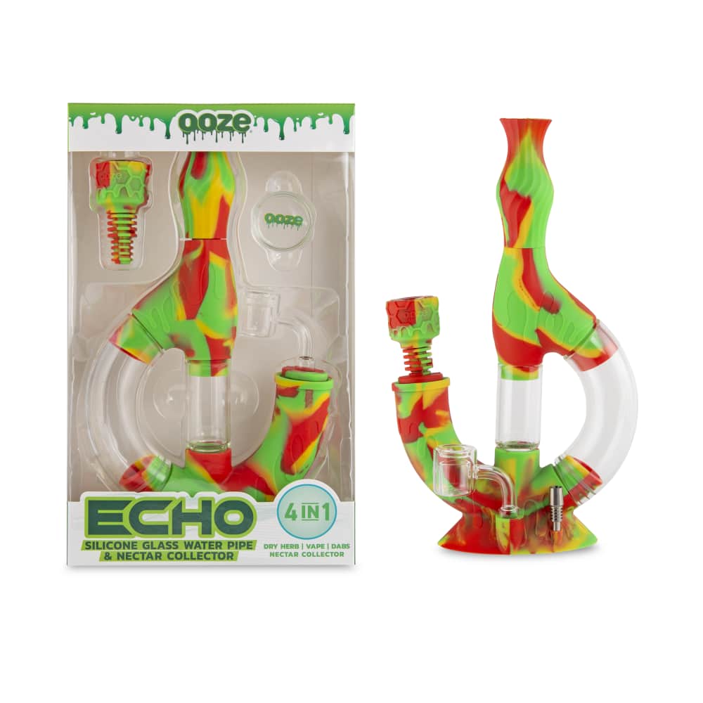 OOZE ECHO 4 IN 1 SILICONE GLASS WATER PIPE & NECTAR COLLECTOR