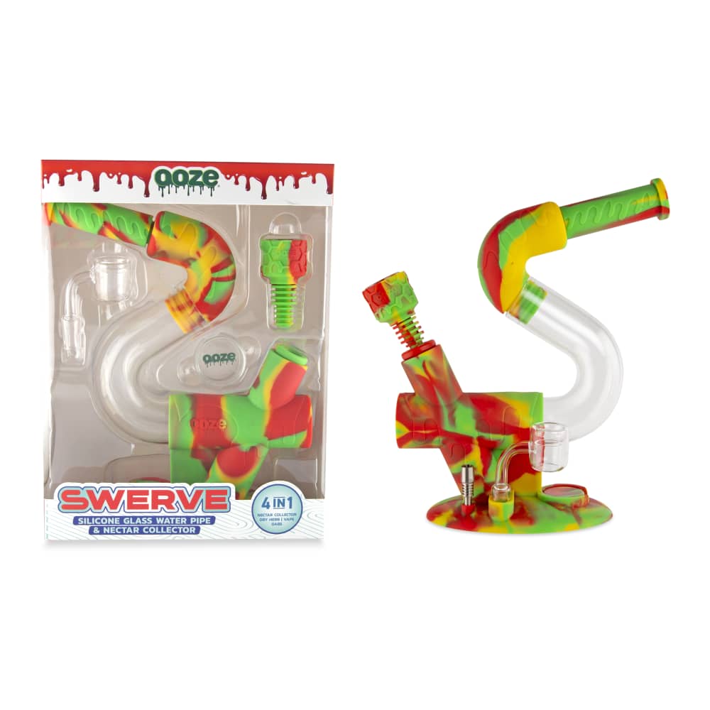 OOZE SWERVE SILICONE GLASS WATER PIPE AND NECTAR COLLECTOR