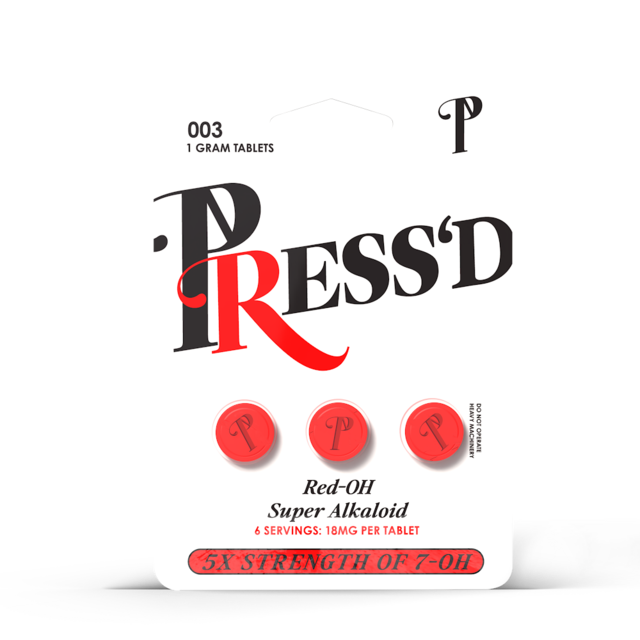PRESS'D RED 18MG RED-OH SUPER ALKALOID KRATOM BLISTER CAPSULES 3CT
