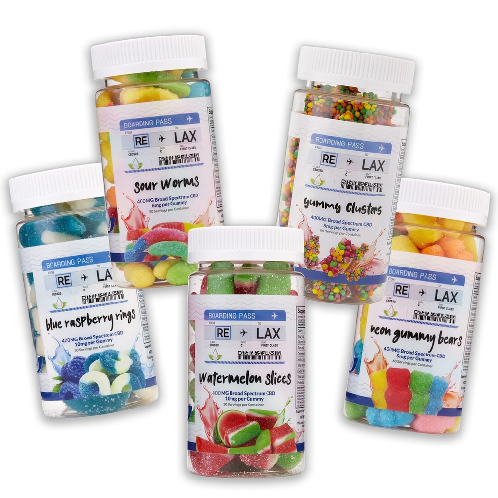 RE-LAX 400MG BROAD SPECTRUM CBD GUMMIES 30CT JAR