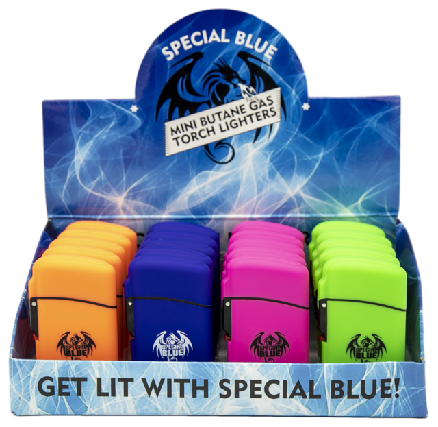 SPECIAL BLUE CLASSIC RUBBER TORCH LIGHTERS #LT104 BOX OF 20
