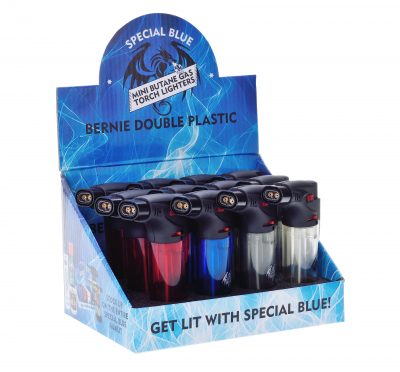 SPECIAL BLUE BERNIE DOUBLE PLASTIC LIGHTER #LT115 BOX OF 12
