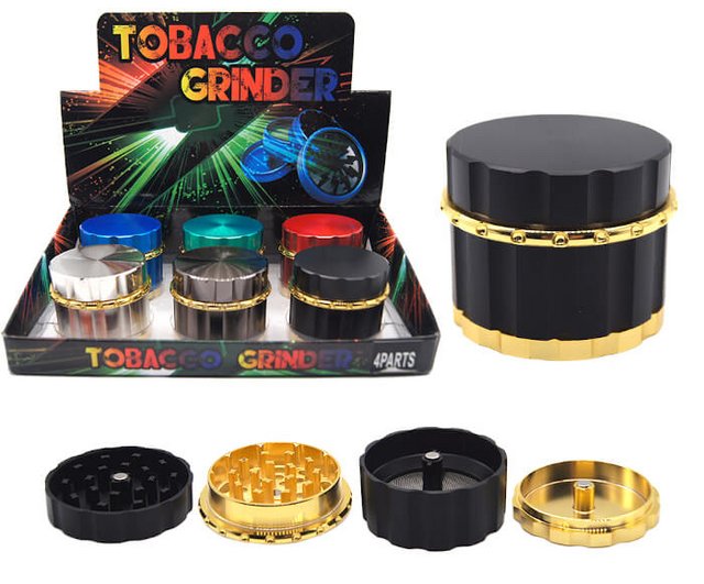 TOBACCO GRINDER WITH MAGNETS IN EACH PART MIX COLOR 4 PARTS GR170-55 BOX OF 6