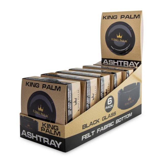 KING PALM BLACK GLASS ASHTRAY