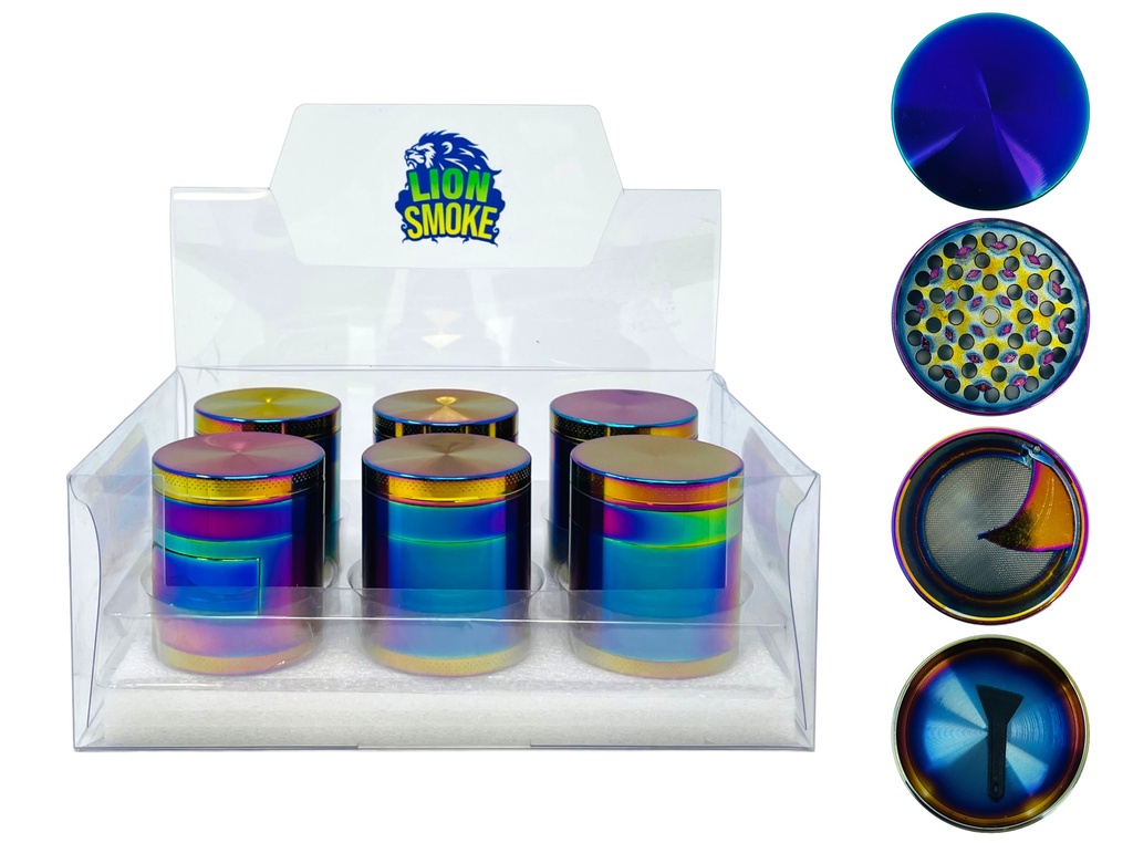 LION SMOKE 4 PARTS TOBACCO GRINDER ZNG129 BOX OF 6