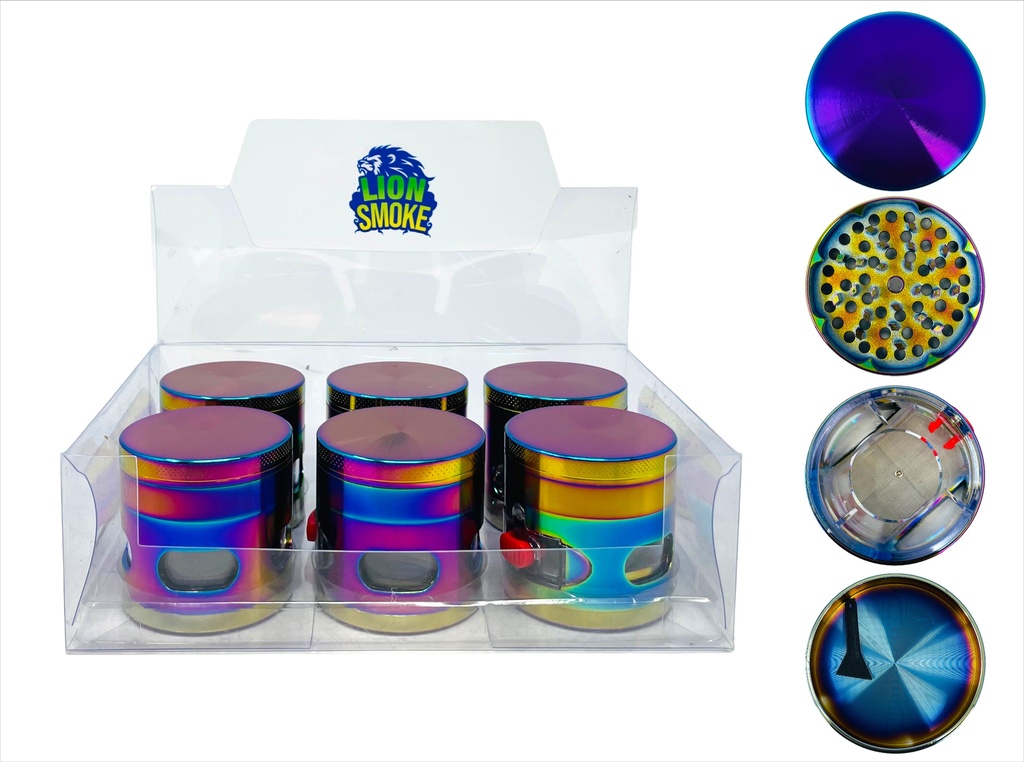 LION SMOKE 4 PARTS TOBACCO GRINDER ZNG768 BOX OF 6