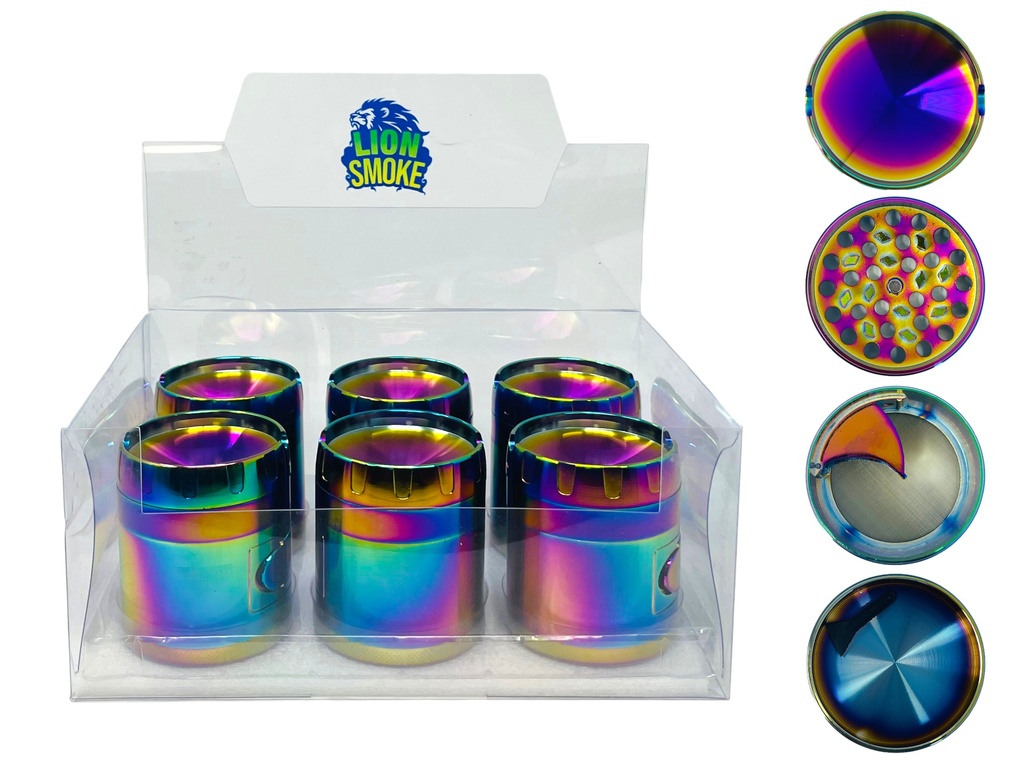 LION SMOKE 4 PARTS TOBACCO GRINDER ZNG378 BOX OF 6