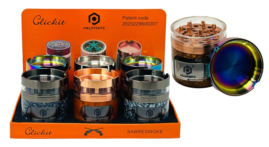 PALPITATE CLICKIT LARGE GRINDER WITH POP-UP TRAY 4 PARTS #MG-053 BOX OF 6