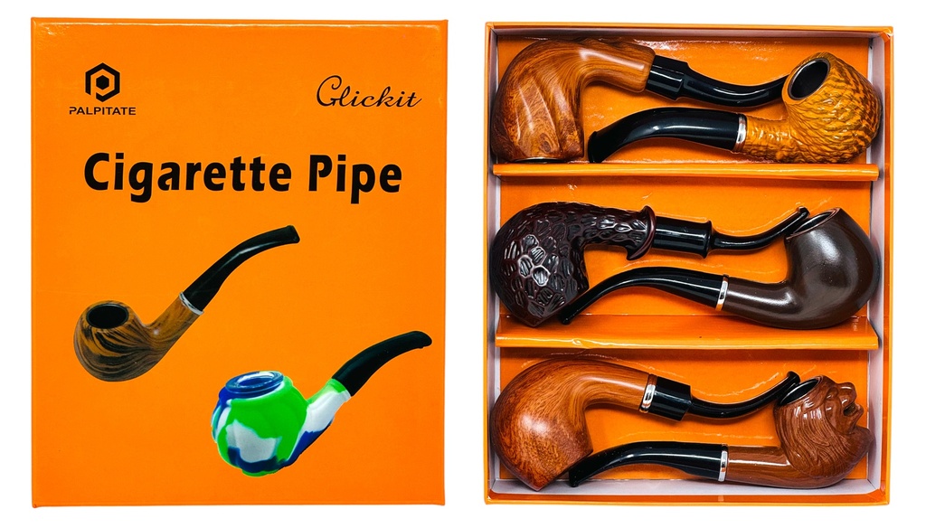 PALPITATE SHORT WOODEN CIGARETTE PIPE #PI-001 BOX OF 6