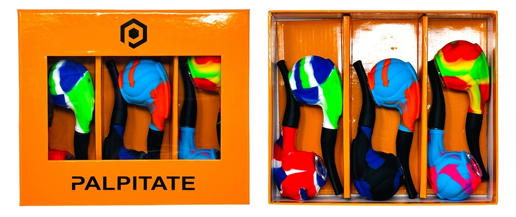 PALPITATE SILICONE CIGARETTE PIPE MIX COLOR #PI-003 BOX OF 6