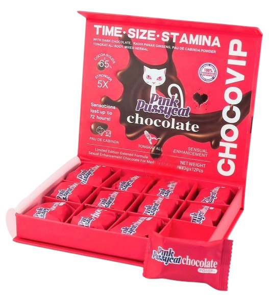 PINK PUSSYCAT CHOCO VIP SEXUAL ENHANCEMENT CHOCOLATE 10G BOX OF 12