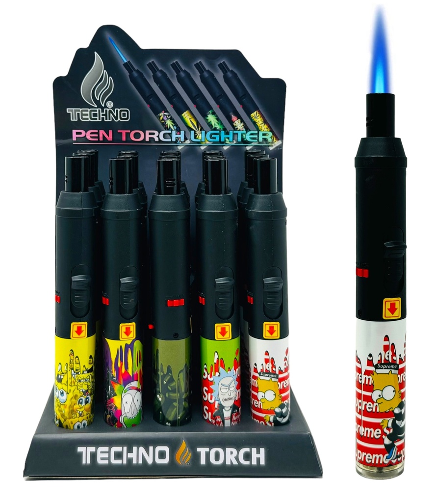 TECHNO TORCH #19132-DRIP1 SUPREME DESIGN PEN TORCH LIGHTERS BOX OF 15