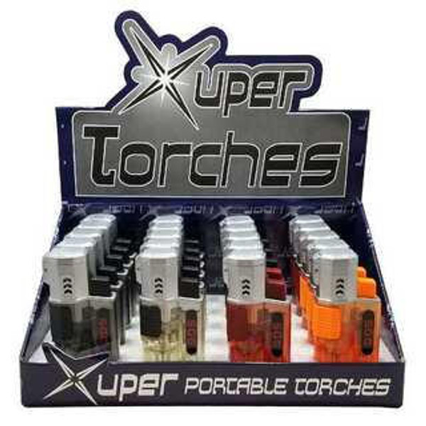 XUPER TURBO TRANSPARENT QUAD TORCH LIGHTER 98-1126A BOX OF 20