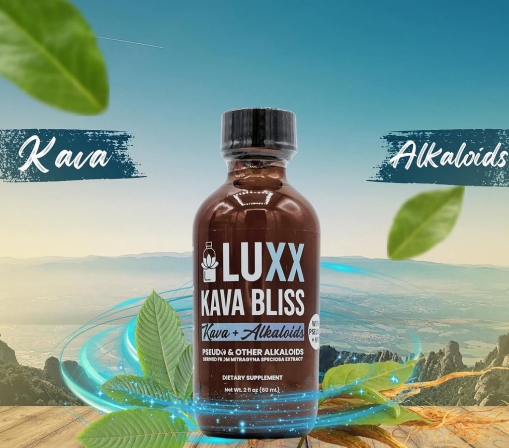 LUXX KAVA BLISS PSEUDO + ALKALOIDS KRATOM SHOTS BOX OF 12