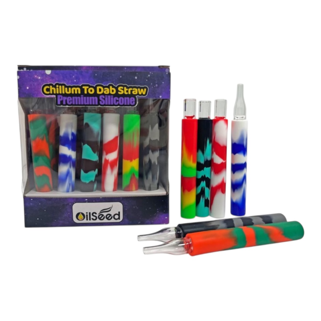 OILSEED PREMIUM SILICONE CHILLUM TO DAB STRAW BOX OF 24