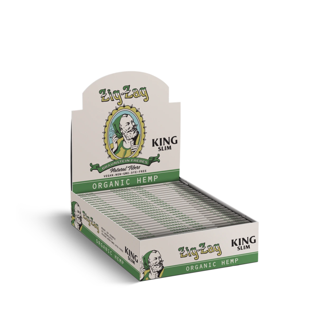 ZIG ZAG VINTAGE KING SLIM ORGANIC HEMP ROLLING PAPERS BOX OF 24