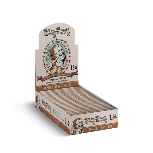 ZIG ZAG VINTAGE 1 1/4 UNBLEACHED ROLLING PAPERS BOX OF 24