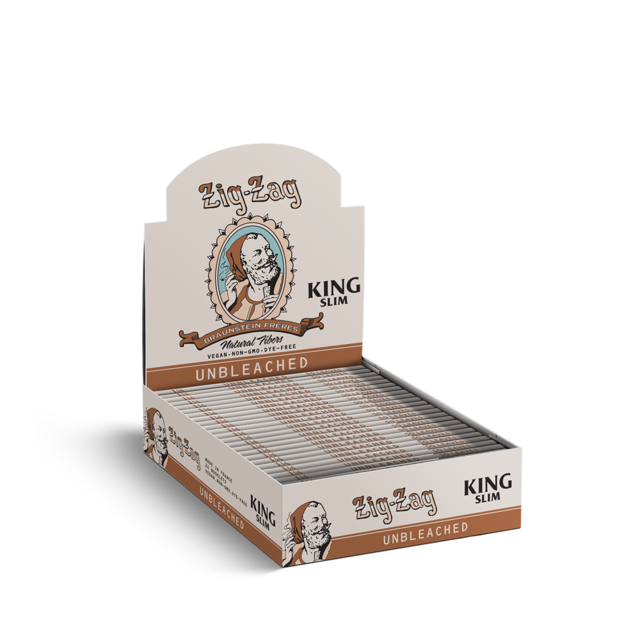 ZIG ZAG VINTAGE KING SLIM UNBLEACHED ROLLING PAPERS BOX OF 24