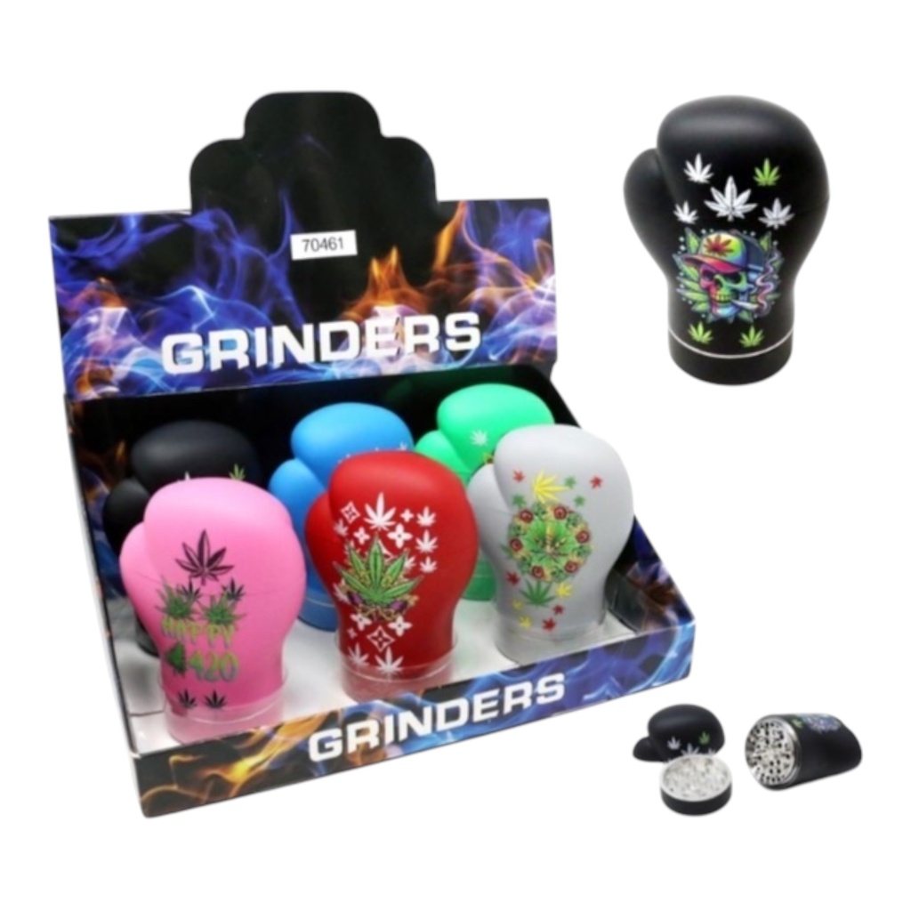 TOBACCO GRINDERS BOXING GLOVE DESIGN 4 PARTS #CF-63418-3 BOX OF 6