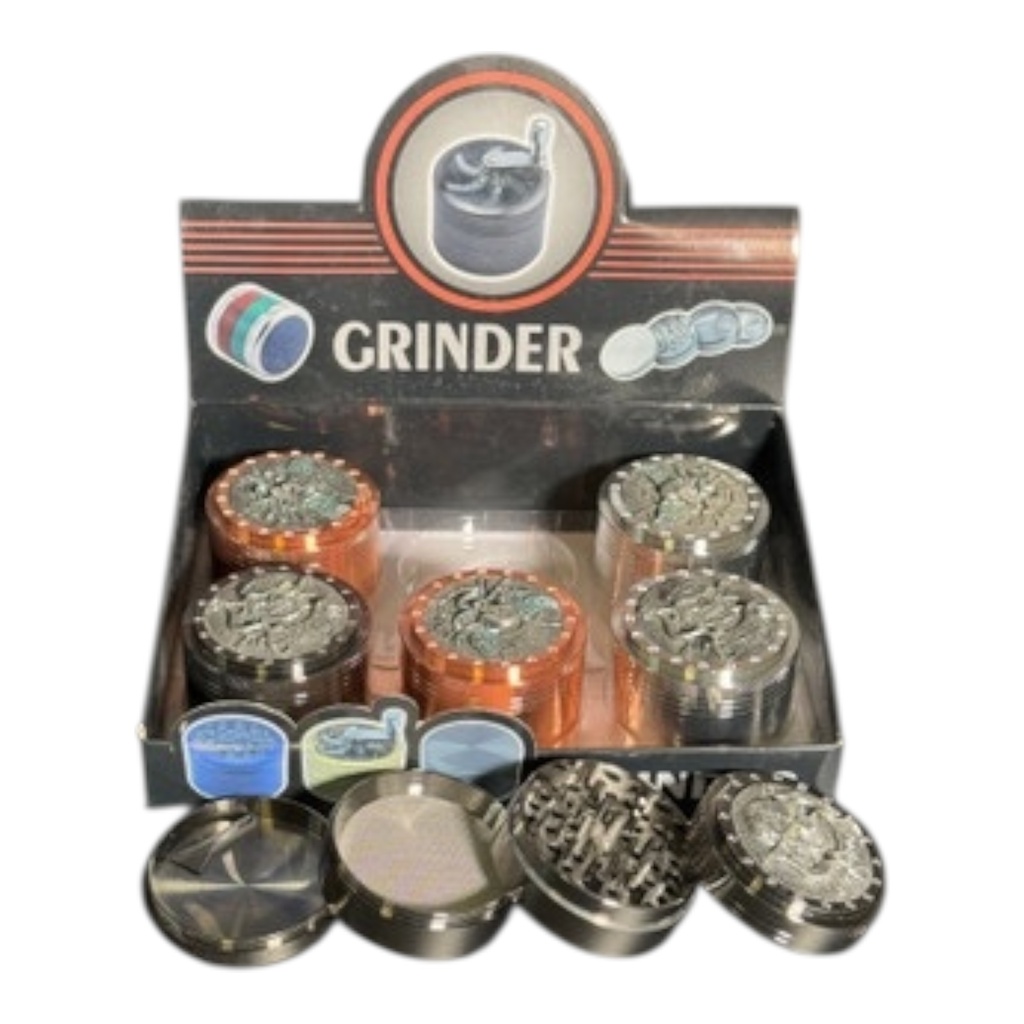 SPICE HERB GRINDER WITH 3D SKULL DESIGN ON TOP 4 PARTS #SW-2228 BOX OF 6